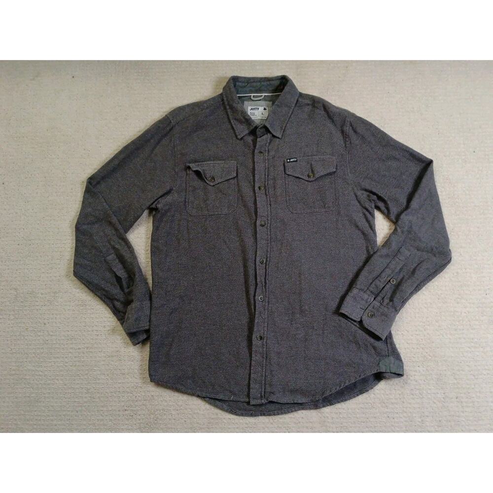 Jetty Marine Supply Company Long Sleeve Button Up Shirt Mens Large Gray